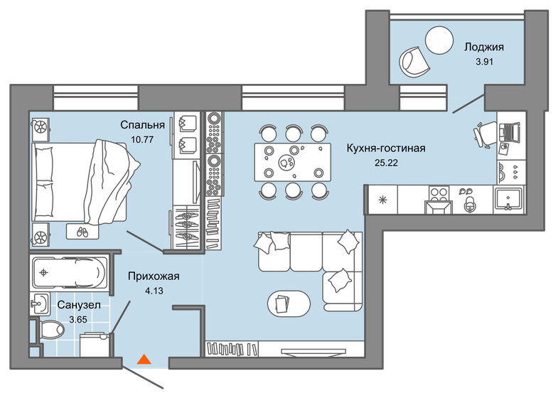 46 м², 2-комнатная квартира 6 350 508 ₽ - изображение 1