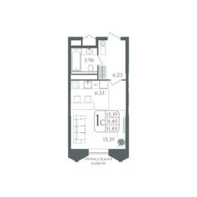 Квартира 31,9 м², студия - изображение 1