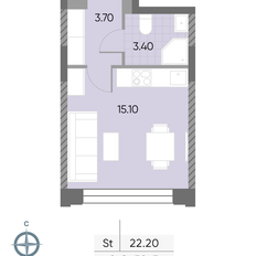 Квартира 22,2 м², студия - изображение 2