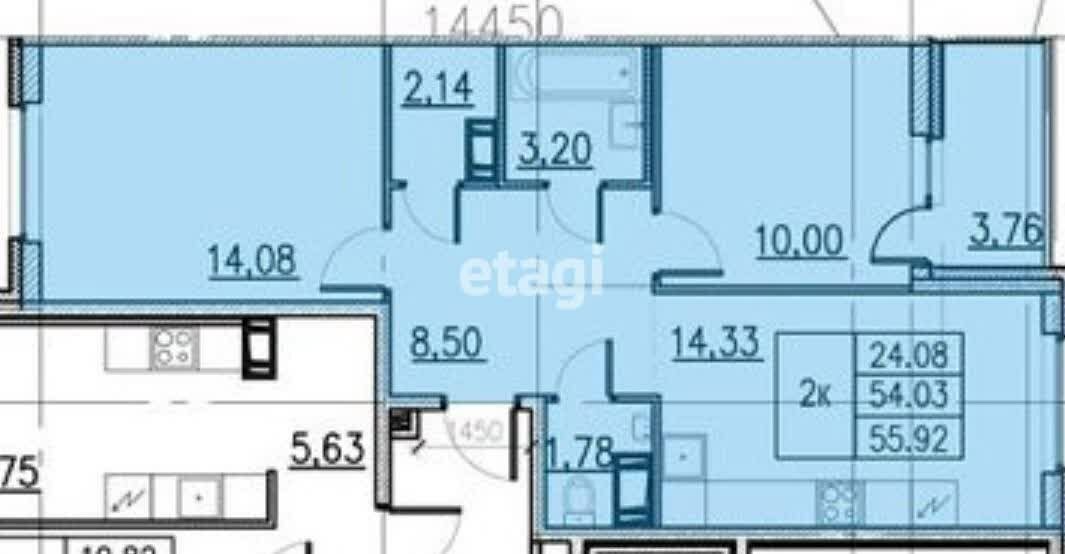 55,9 м², 2-комнатная квартира 9 900 000 ₽ - изображение 1