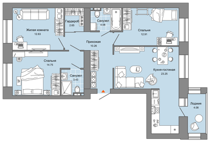 Квартира 86 м², 4-комнатная - изображение 1