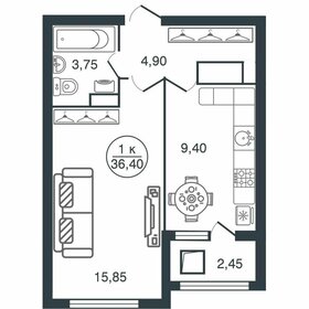 36,4 м², 1-комнатная квартира 4 032 210 ₽ - изображение 1