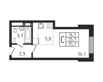 25,8 м², квартира-студия 4 767 195 ₽ - изображение 12