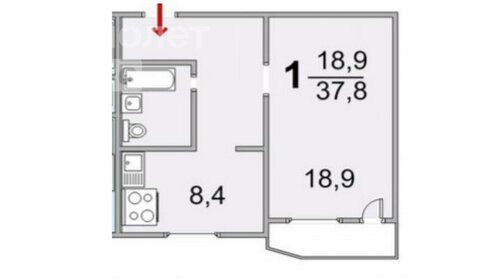 Квартира 37,8 м², 1-комнатная - изображение 4