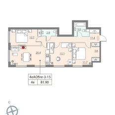 Квартира 82 м², 3-комнатная - изображение 2