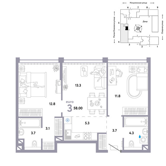 58 м², 3-комнатная квартира 24 190 000 ₽ - изображение 1