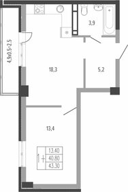 Квартира 43,3 м², 1-комнатная - изображение 1