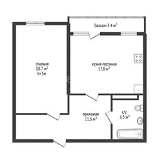 Квартира 56,8 м², 1-комнатная - изображение 2
