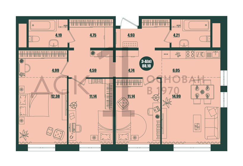 88,1 м², 3-комнатная квартира 10 050 000 ₽ - изображение 1