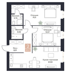 Квартира 68,5 м², 2-комнатная - изображение 1