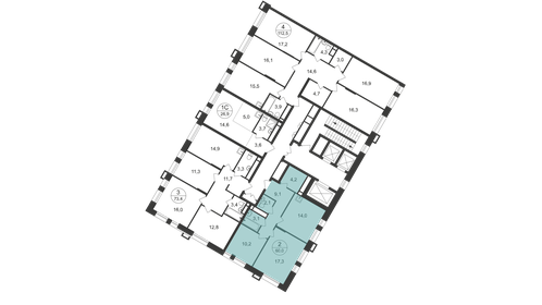 66,3 м², 2-комнатная квартира 14 200 000 ₽ - изображение 86
