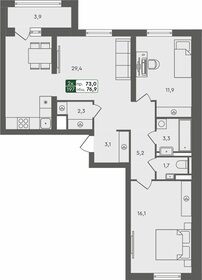 Квартира 76,9 м², 2-комнатная - изображение 1