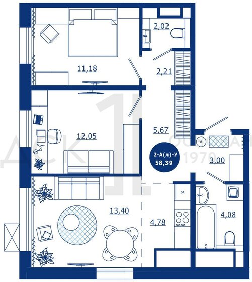 58,4 м², 2-комнатная квартира 9 850 000 ₽ - изображение 1
