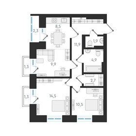 65,2 м², 3-комнатная квартира 11 400 000 ₽ - изображение 23