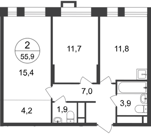 56,4 м², 2-комнатная квартира 13 600 000 ₽ - изображение 96