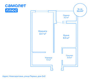 Квартира 33,2 м², 1-комнатная - изображение 1