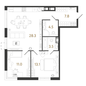 Квартира 68,2 м², 2-комнатная - изображение 1