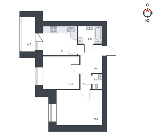 Квартира 53,2 м², 2-комнатная - изображение 2