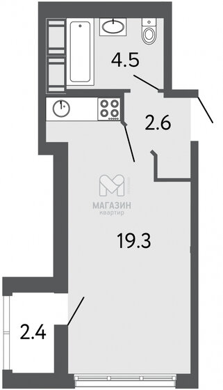 26,5 м², квартира-студия 6 800 000 ₽ - изображение 1