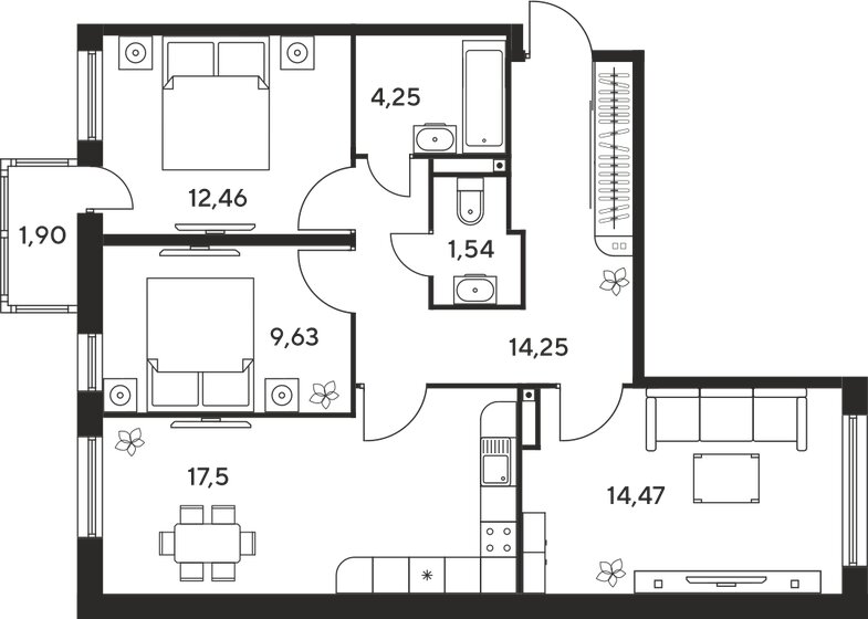 74,6 м², 3-комнатная квартира 8 430 000 ₽ - изображение 1