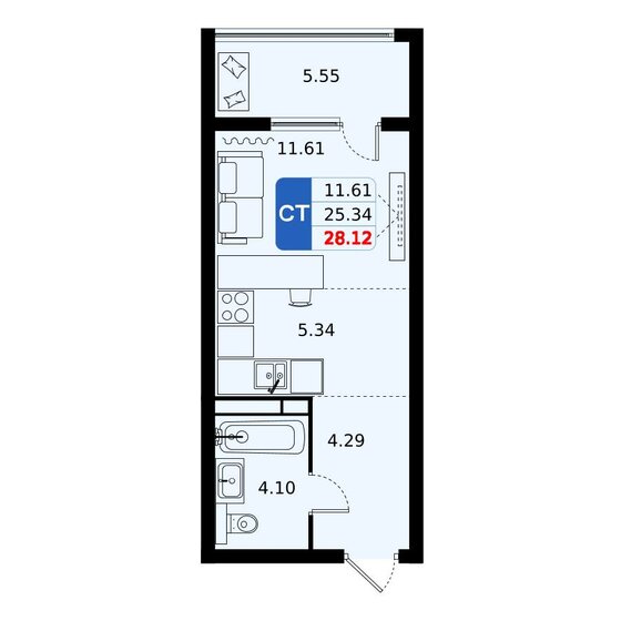 28,1 м², квартира-студия 6 137 966 ₽ - изображение 39