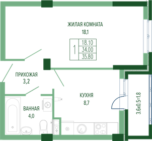40,2 м², 1-комнатная квартира 3 549 000 ₽ - изображение 55