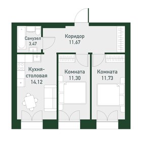 49,5 м², 2-комнатная квартира 8 312 640 ₽ - изображение 18