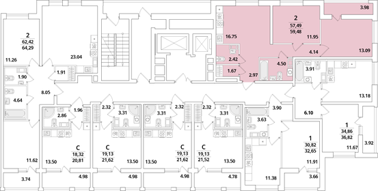 57,6 м², 2-комнатная квартира 15 850 000 ₽ - изображение 143