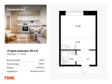 Квартира 25,3 м², студия - изображение 1