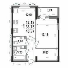 Квартира 40,4 м², 1-комнатная - изображение 2