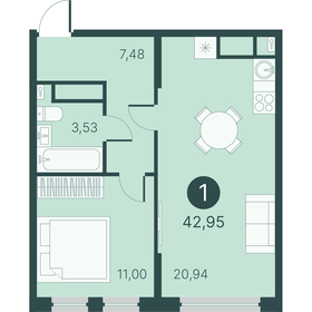 41 м², 1-комнатная квартира 6 500 000 ₽ - изображение 56
