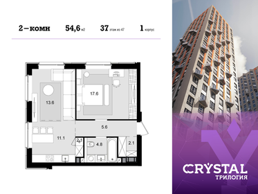 Квартира 54,6 м², 2-комнатная - изображение 1