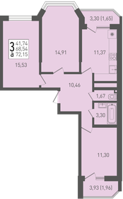 Квартира 72,2 м², 3-комнатная - изображение 1