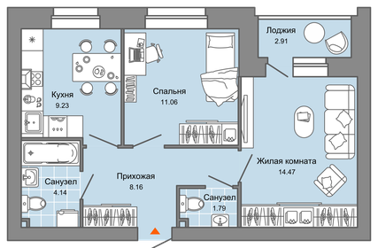 57,7 м², 2-комнатная квартира 6 440 000 ₽ - изображение 38