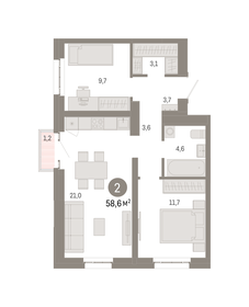 58,8 м², 2-комнатная квартира 19 970 000 ₽ - изображение 40