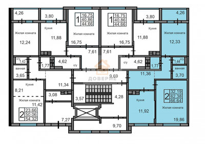 Квартира 66,6 м², 2-комнатная - изображение 1