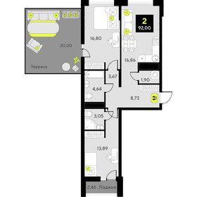 76,3 м², 2-комнатная квартира 12 650 000 ₽ - изображение 109