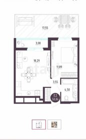 Квартира 58,8 м², 1-комнатная - изображение 1