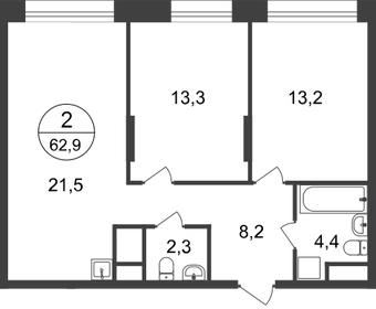 62,6 м², 2-комнатная квартира 15 656 384 ₽ - изображение 36