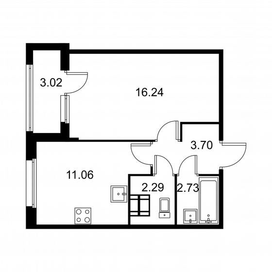 37,5 м², 1-комнатная квартира 6 042 330 ₽ - изображение 1