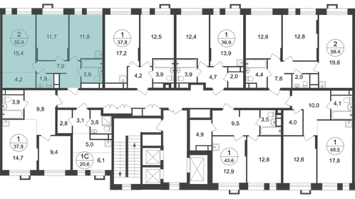 56,4 м², 2-комнатная квартира 13 600 000 ₽ - изображение 97