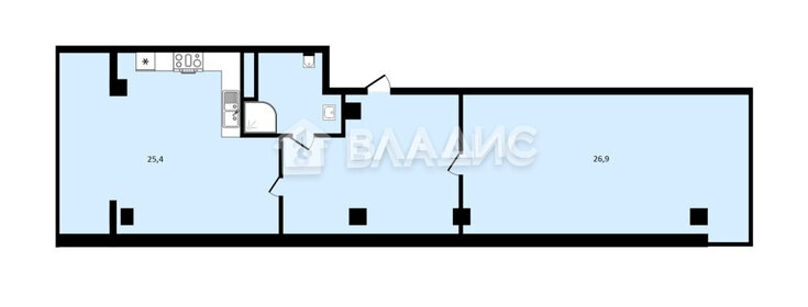 Квартира 71,7 м², 1-комнатная - изображение 1