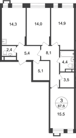 90 м², 3-комнатная квартира 16 900 000 ₽ - изображение 60