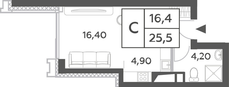 25 м², квартира-студия 12 350 000 ₽ - изображение 74