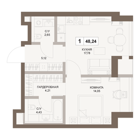 Квартира 48,2 м², 1-комнатная - изображение 1