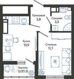 32,3 м², 1-комнатная квартира 6 866 980 ₽ - изображение 33