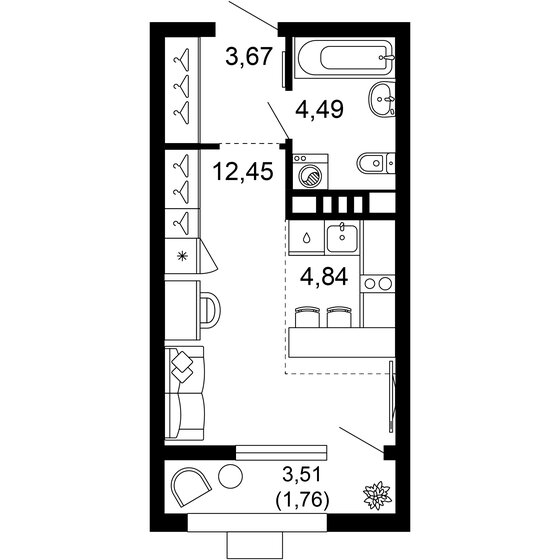 27,2 м², 1-комнатная квартира 6 318 560 ₽ - изображение 20