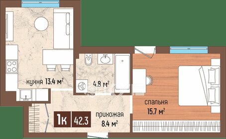 Квартира 42,3 м², 1-комнатная - изображение 1