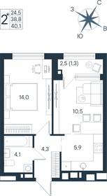 Квартира 40,1 м², 2-комнатная - изображение 1