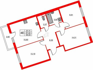 Квартира 68,5 м², 3-комнатная - изображение 1